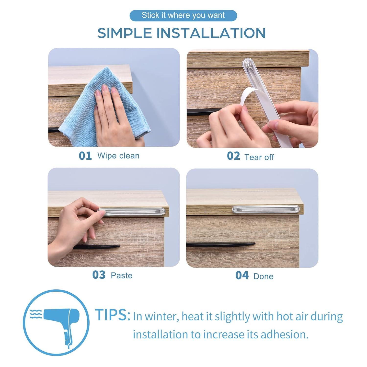 Clear Cabinet Door Bumpers, xuenair Cabinet Bumpers Clear Wall Protector,Cabinet Door Bumpers for Kitchen Cabinets, Car Doors, Furniture, Toilet Lids etc(4 Long 4 Short,8 PCS)