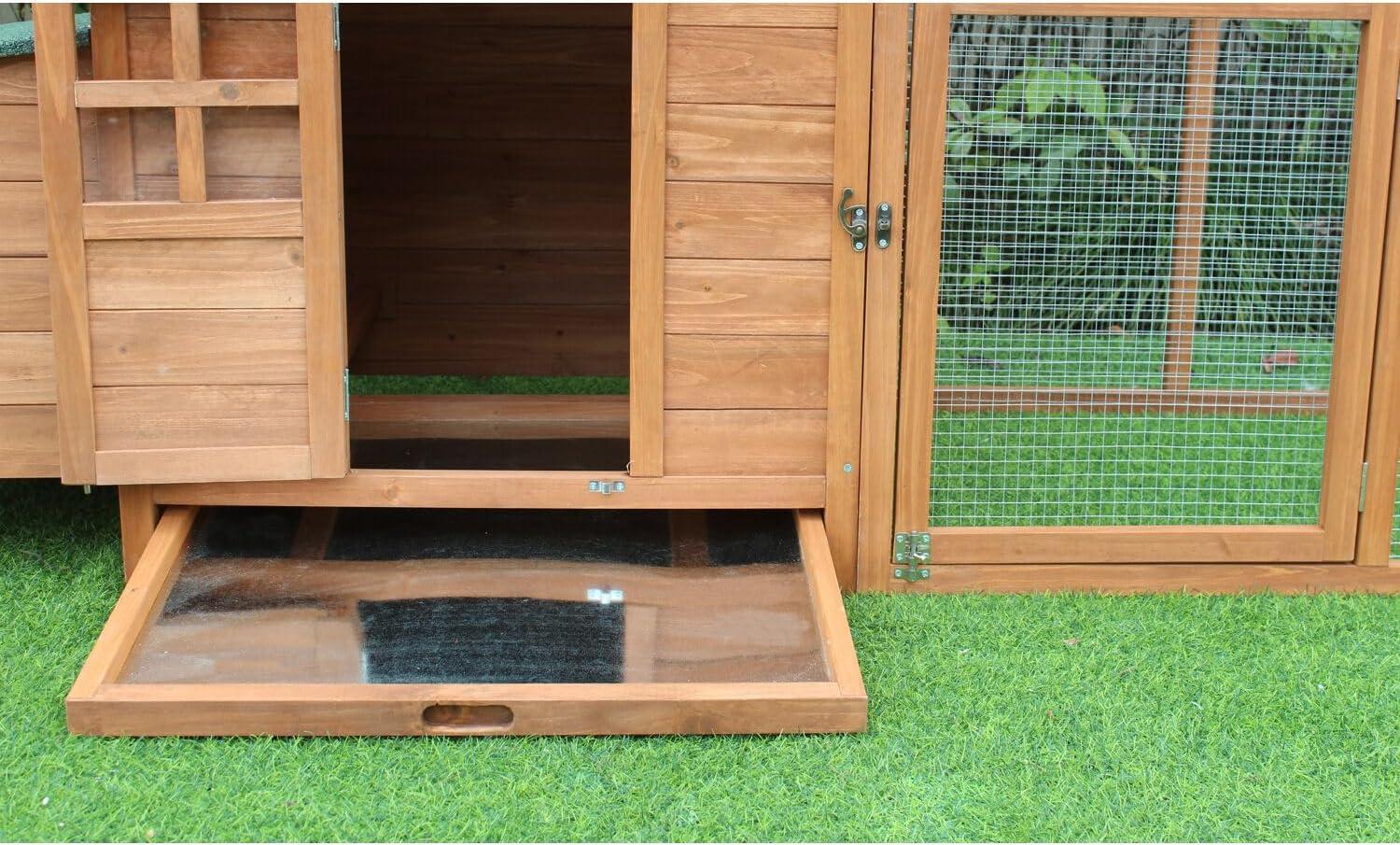 Hanover Outdoor Wooden Bird Cage with 3 Resting Bars, Ladder, Waterproof Roof and Removable Tray, 2.9 Ft. x 2.1 Ft. x 5.8 Ft.