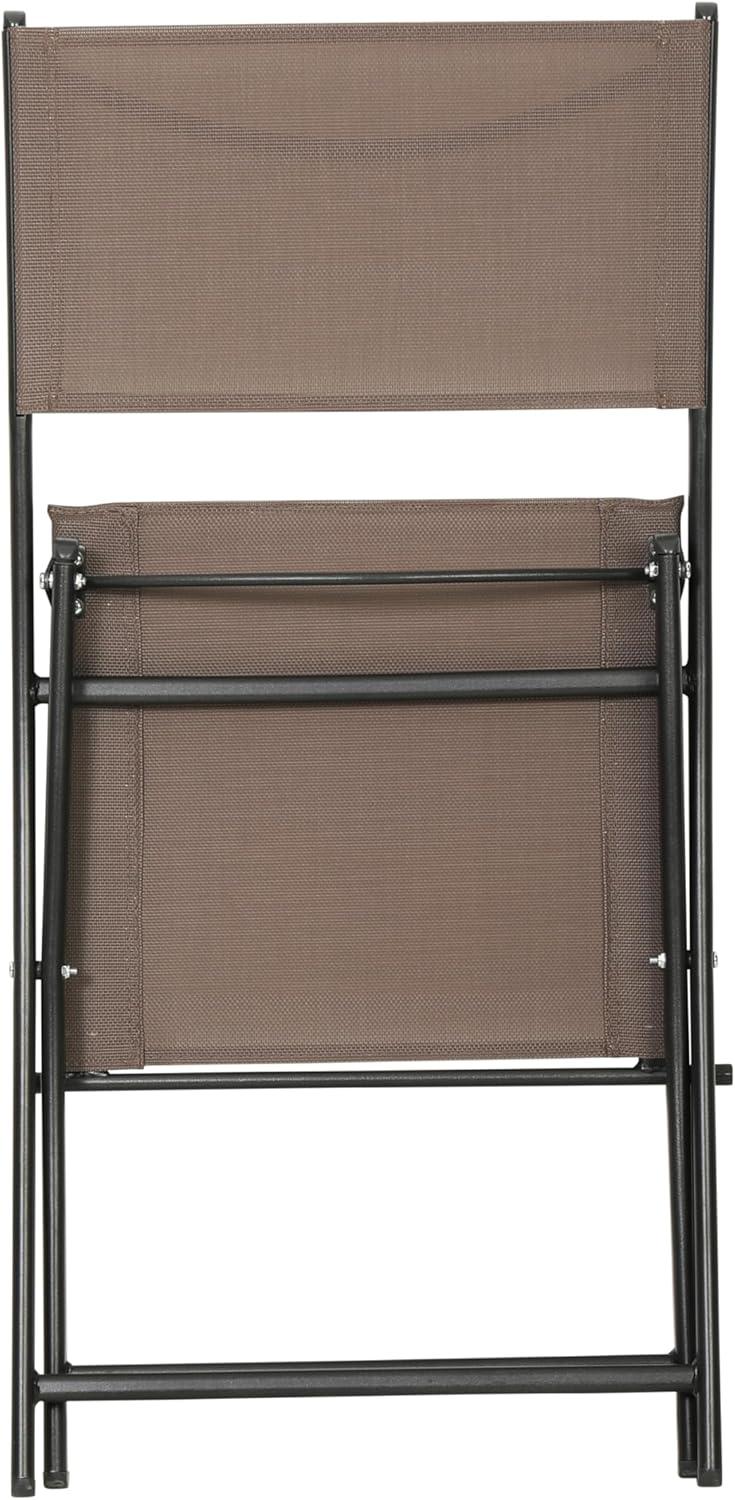 Flash Furniture Brazos Set of 4 Commercial Grade Indoor/Outdoor Folding Chairs with Brown Flex Comfort Material Backs and Seats and Black Metal Frames