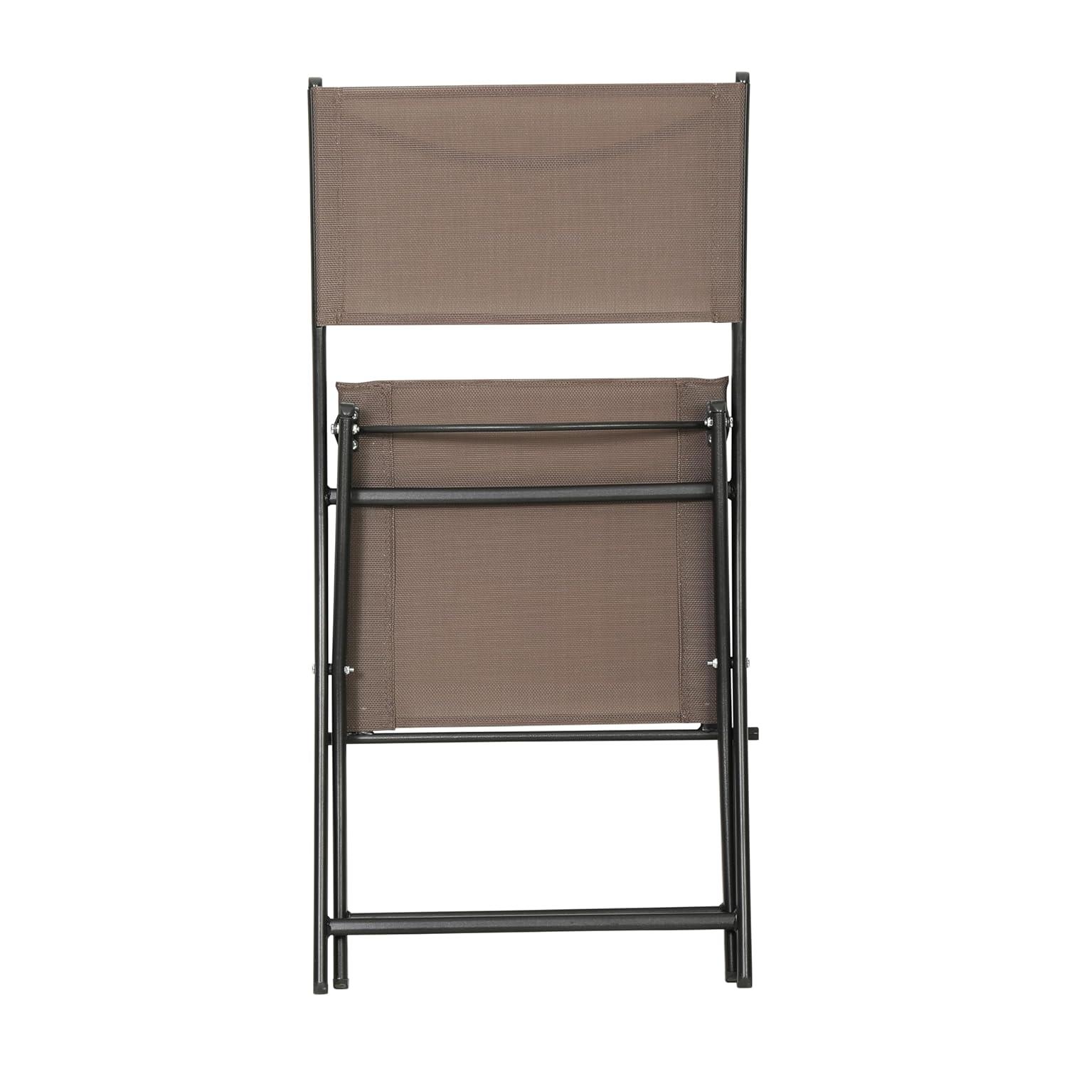 Flash Furniture Brazos Set of 4 Commercial Grade Indoor/Outdoor Folding Chairs with Brown Flex Comfort Material Backs and Seats and Black Metal Frames