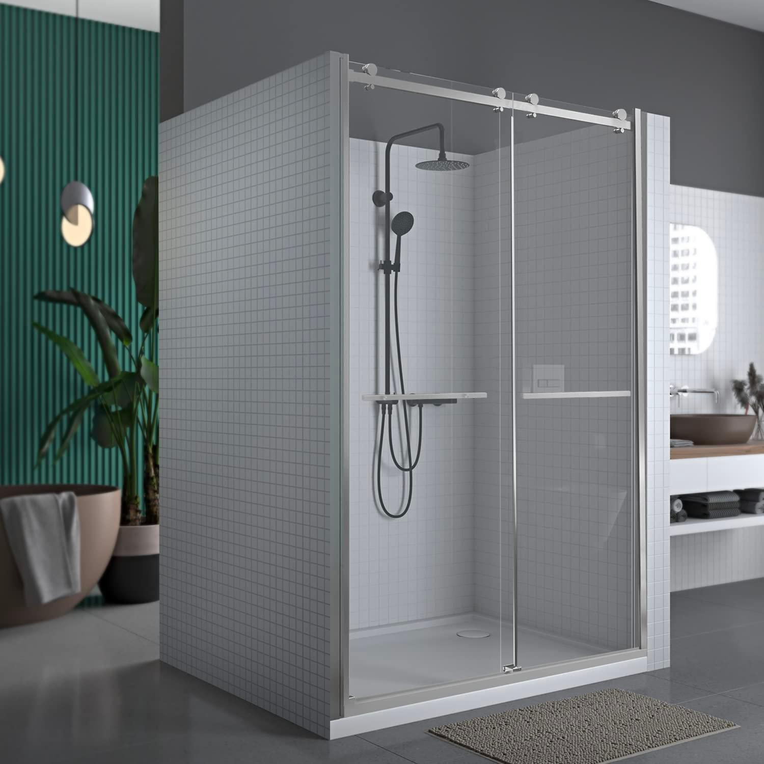 44" - 48" W 74” H Double Sliding Frameless Shower Door