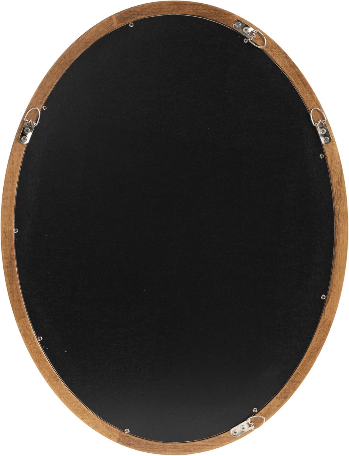 Kate and Laurel Hogan Farmhouse Oval Framed Wall Mirror, 24 x 36, Rustic Brown, Decorative Bulletin Board for Wall