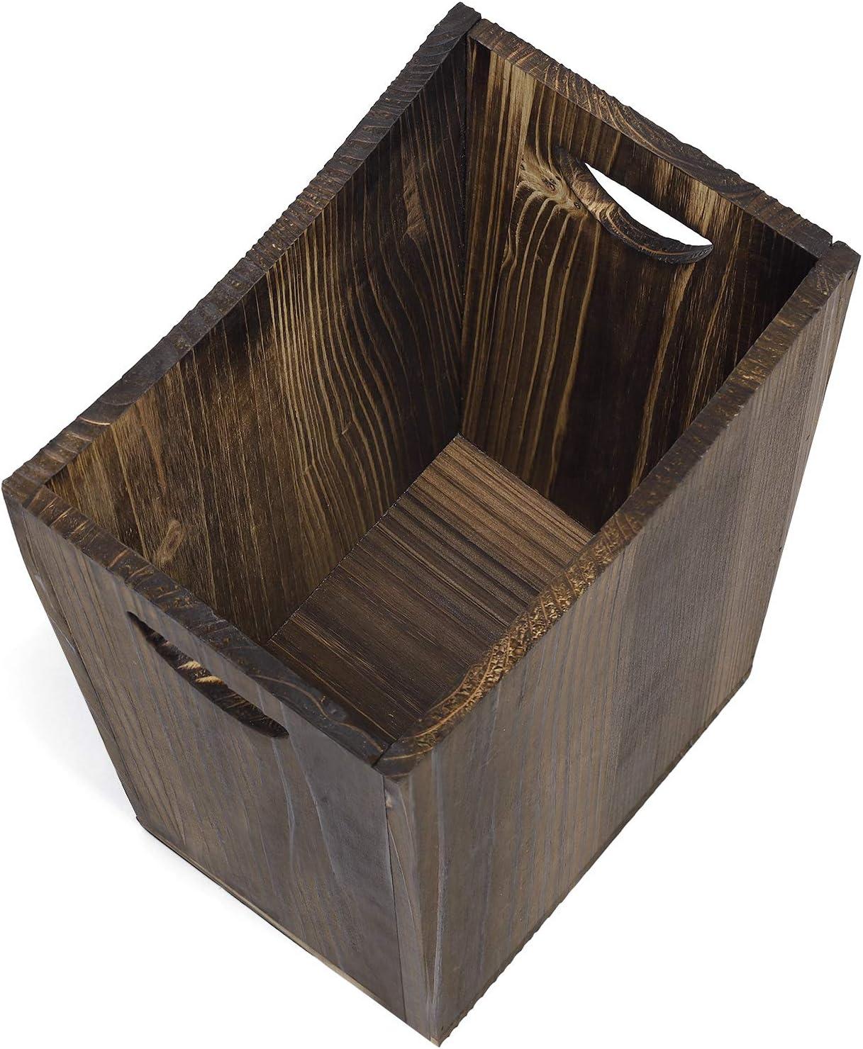 Light Brown Wooden Trapezoid Bathroom Trash Can