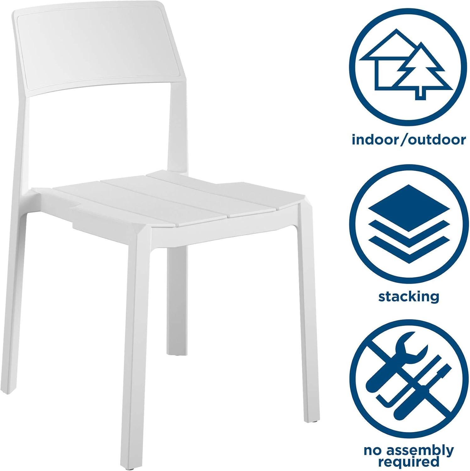 Chandler Modern White Patio Dining Chairs, Indoor/Outdoor, Set of 2