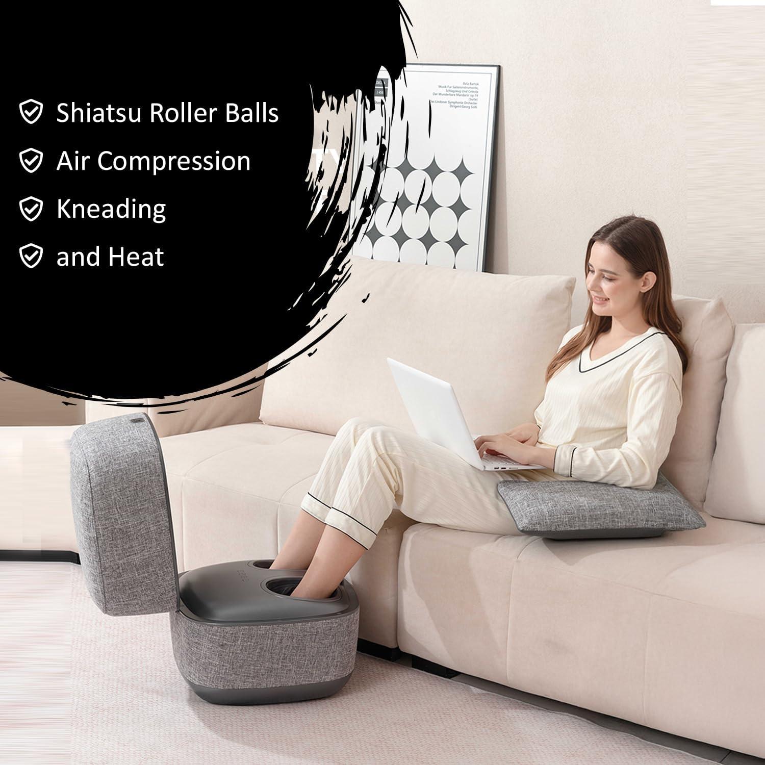 Ottoman Foot Massager by Ottossage, Rechargeable Massaging Ottoman with Removable Lid
