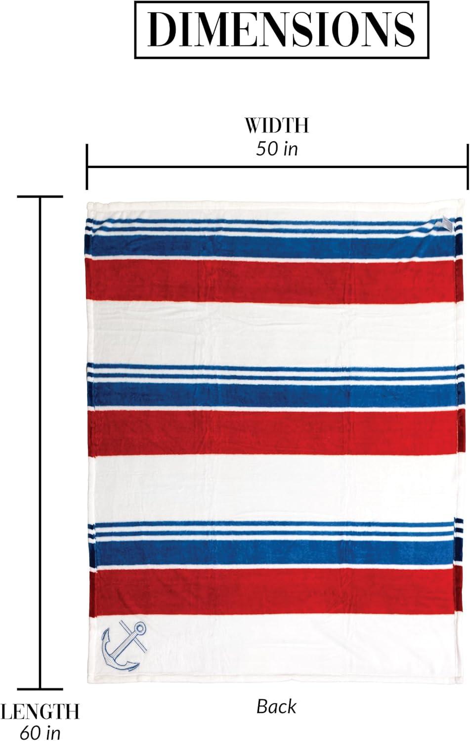 50" x 60" Red White Blue Striped Plush Blanket