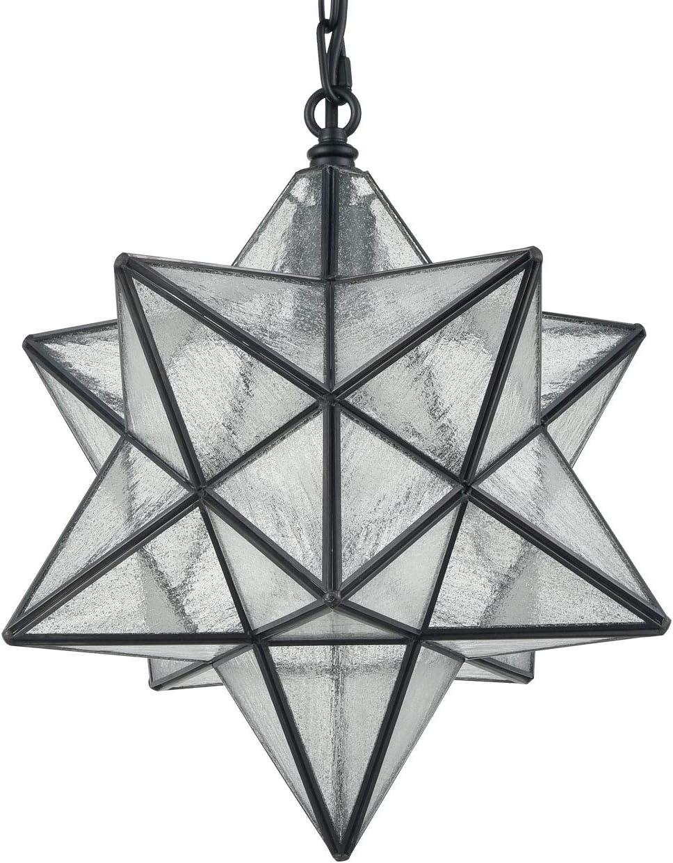 Moravian Star 14'' Black Seeded Glass Pendant Light with Adjustable Chain