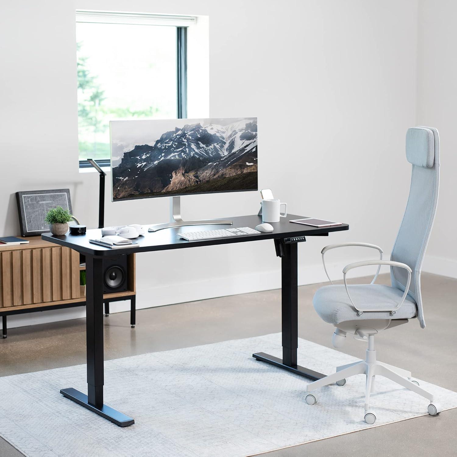 VIVO Single Motor Electric Desk with Push Button Memory Controller