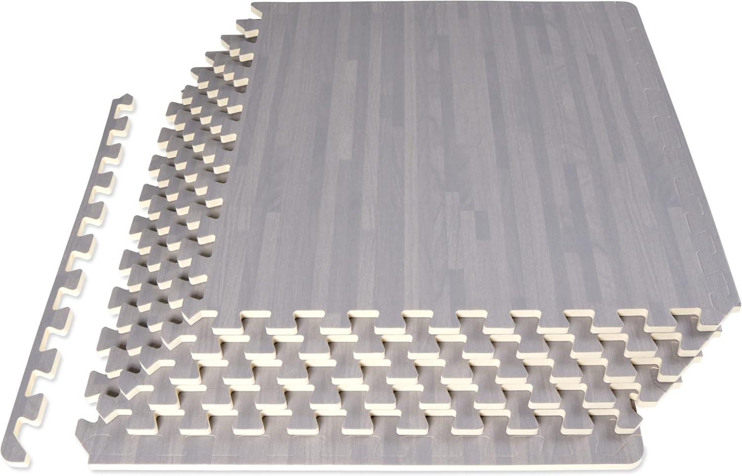 Wood Grain Puzzle Mat 1/2-in, Slate Grey, 24 Sq Ft - 6 Tiles