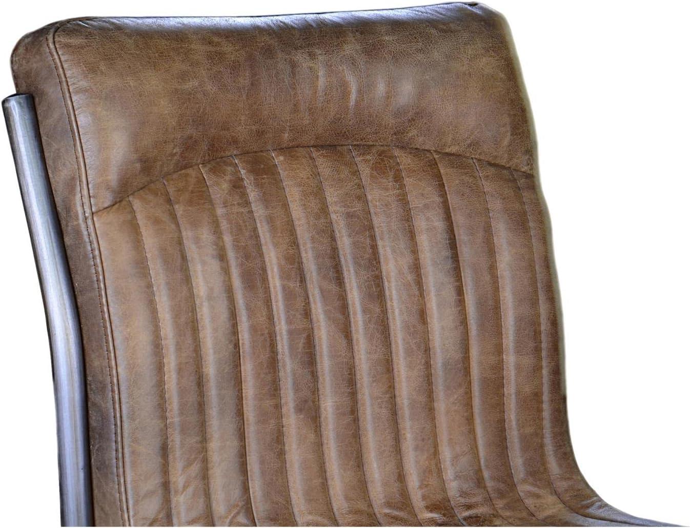Ansel Transitional Leather Upholstered Side Chair in Light Brown