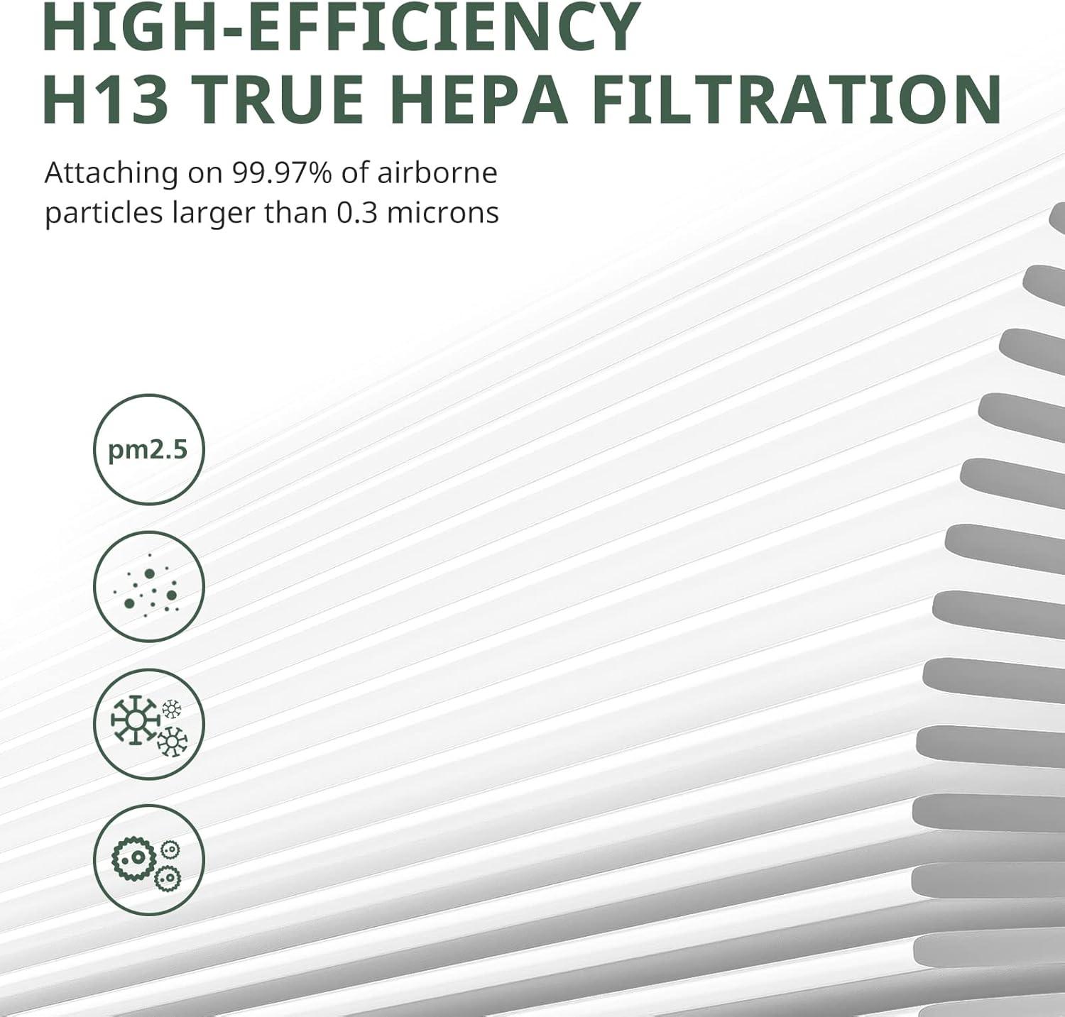 MK04 Replacement Filter, 2 Pack Compatible with MK04 MG04JH Air Purifier, Air Filter H13 True HEPA Filter for Dust, Pet Dander, Smoke for Bedroom, Home, Office (Green)