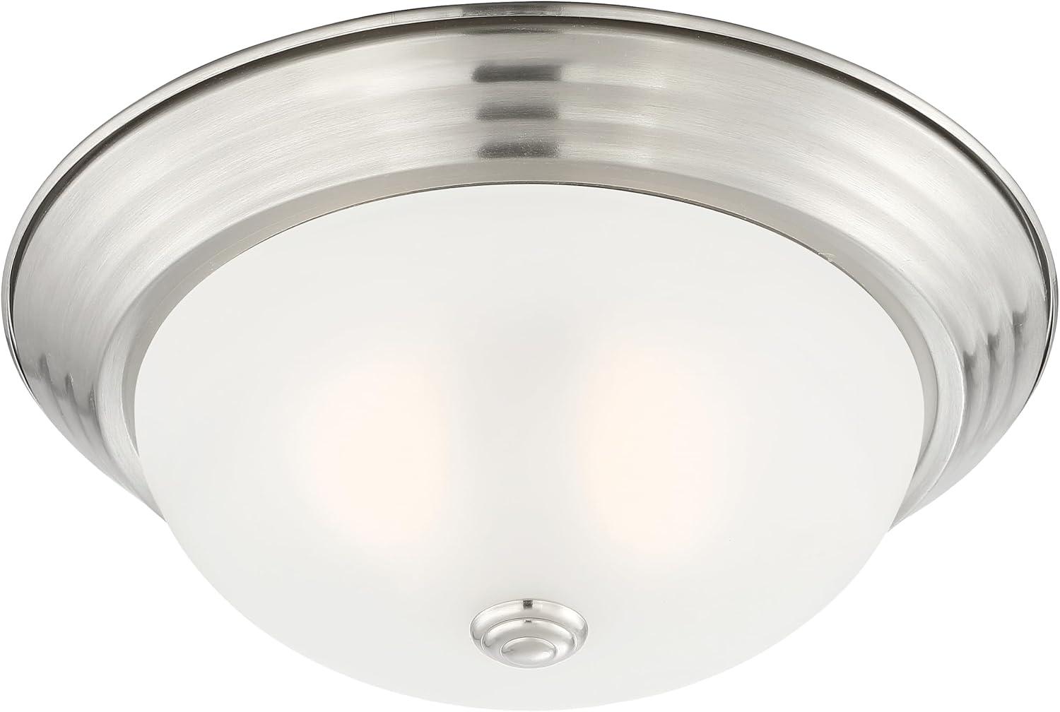 Satin Platinum 15'' Flush Mount Ceiling Light with Etched Glass