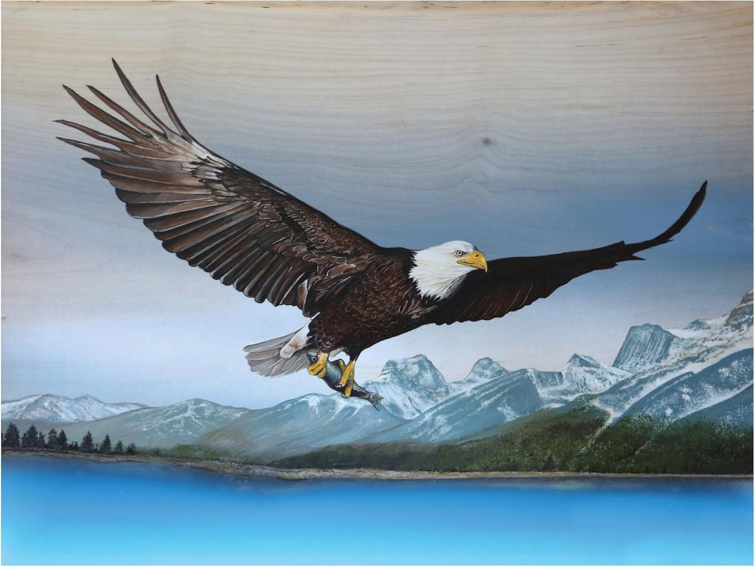 Bald Eagle Mountain Landscape Framed Canvas Wall Art