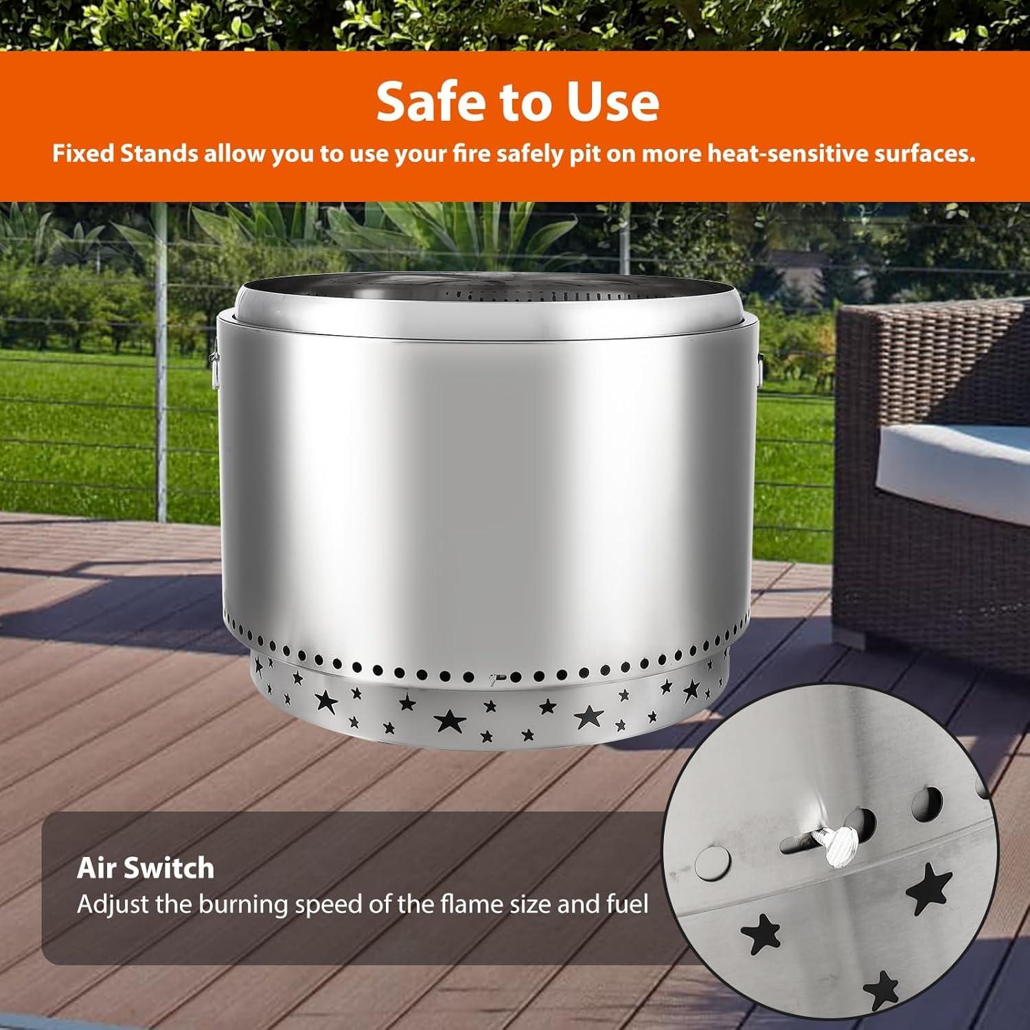 27 Inch Stainless Steel Portable Smokeless Fire Pit