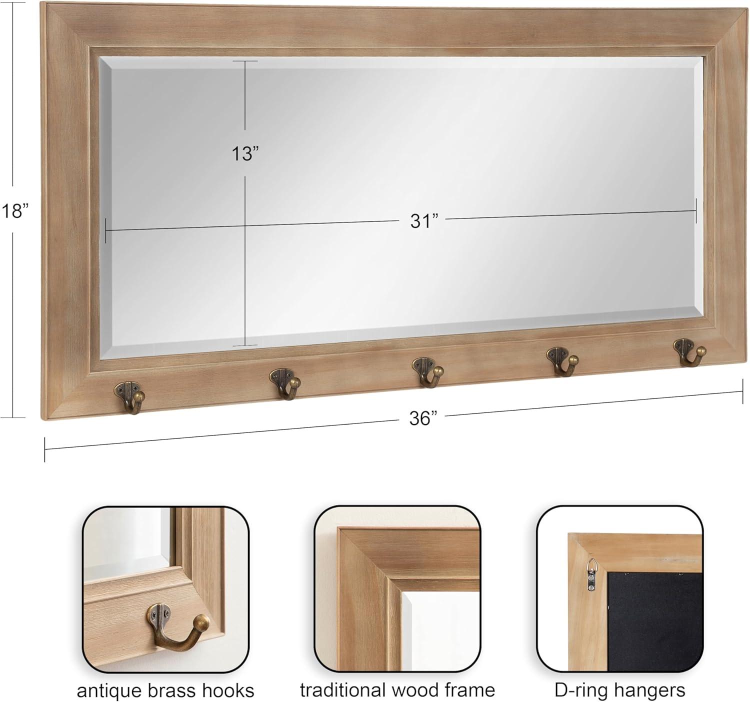 36" x 18" Pub Mirror with Metal Hooks - DesignOvation