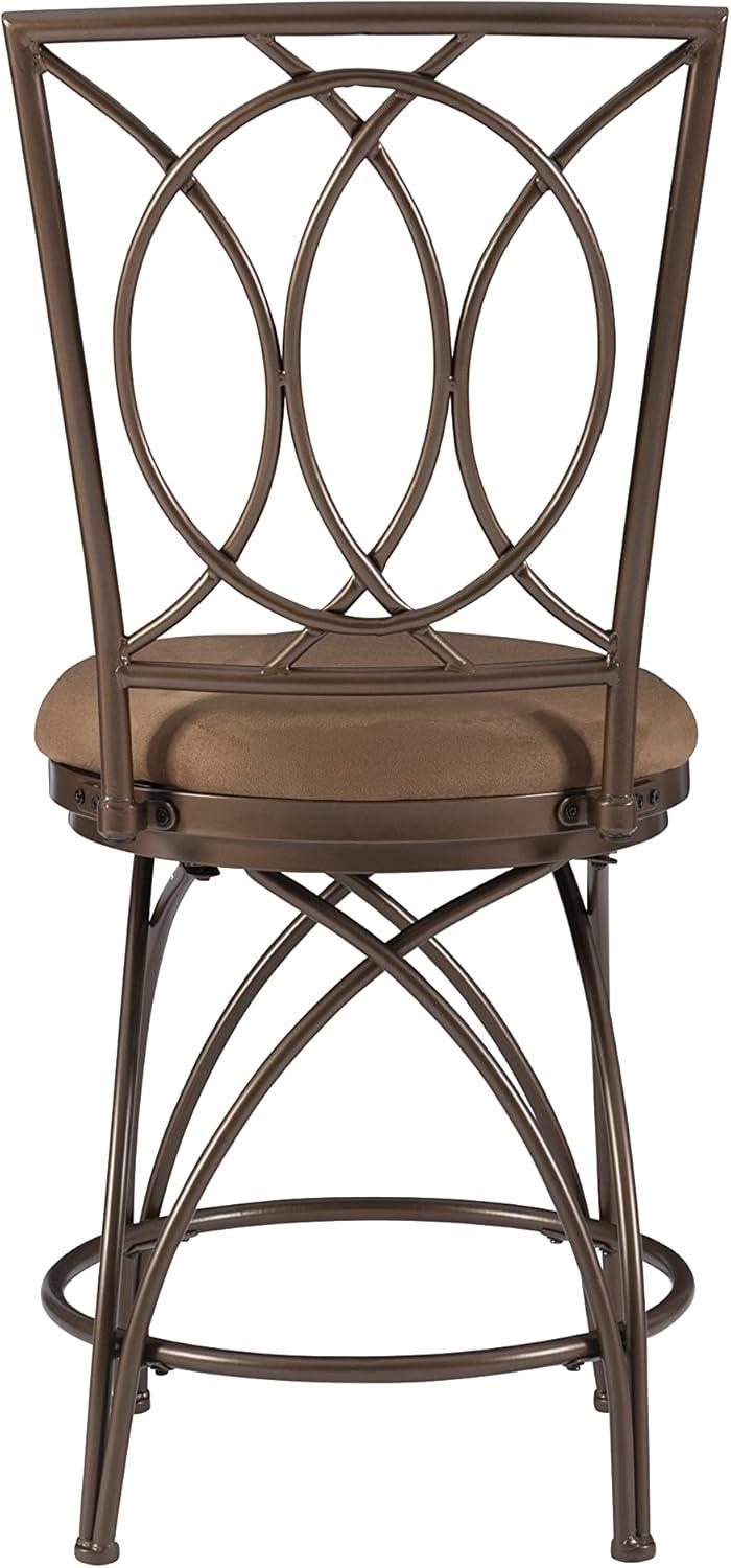 Bronze Elegance 24.5" Swivel Counter Stool with Warm Tan Microsuede