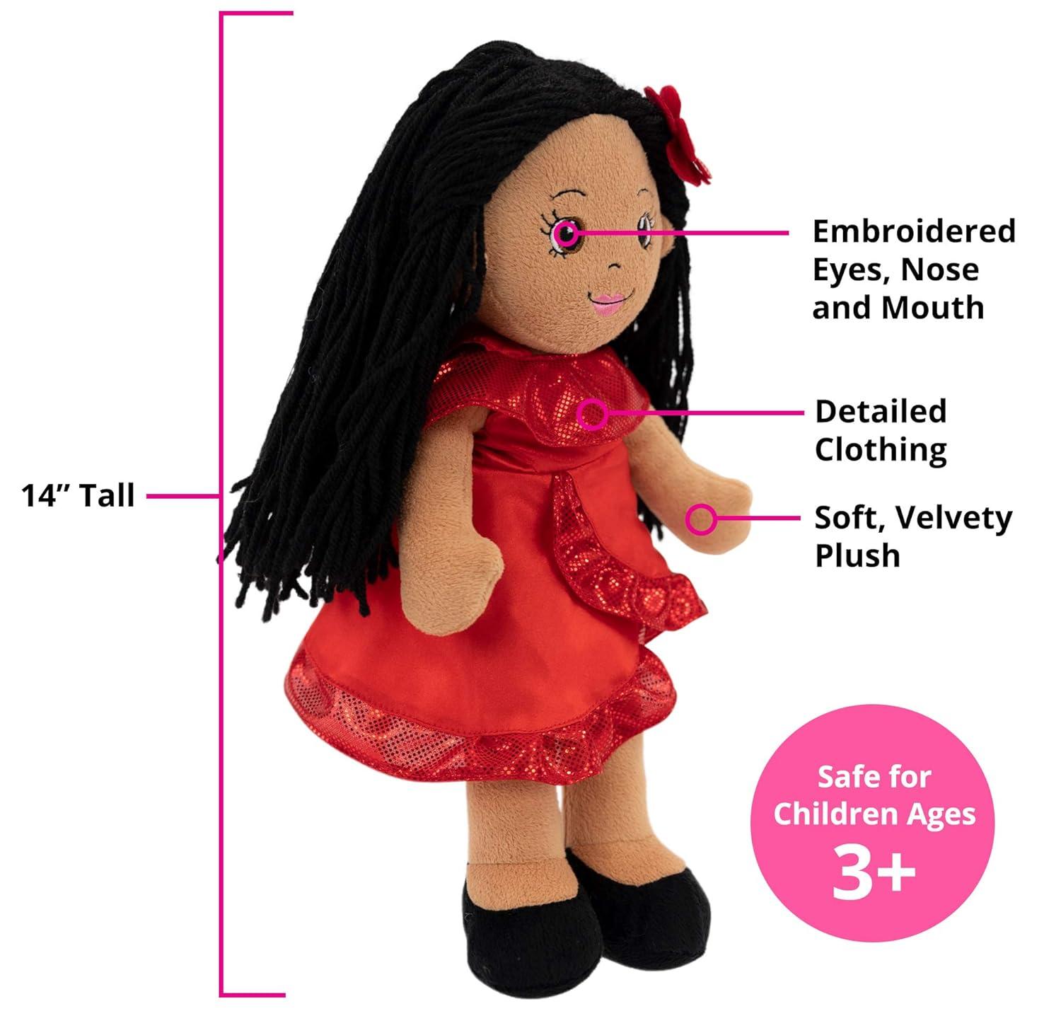 Julie the Salsa Dancer 14" Plush Rag Doll with Red Dress