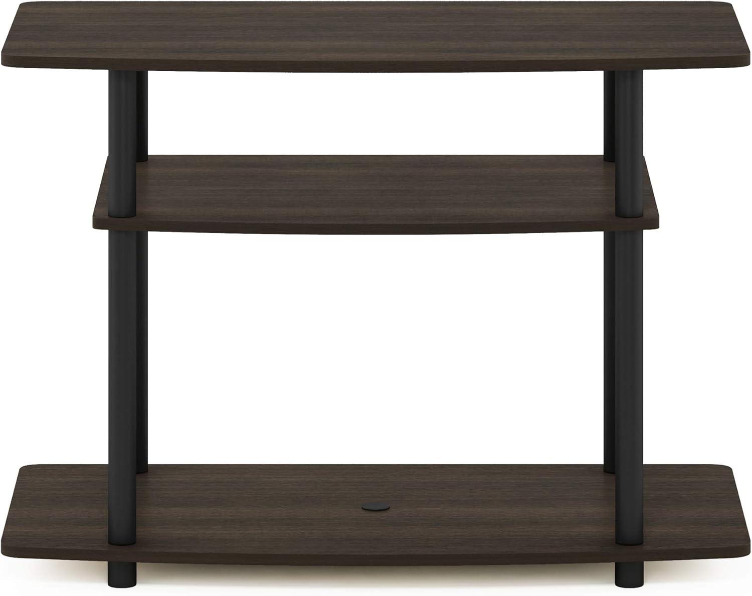 Furinno 3-Tier TV Stand Console Table for TV's up to 32" Media Entertainment Center No Tools Dark Brown/Black