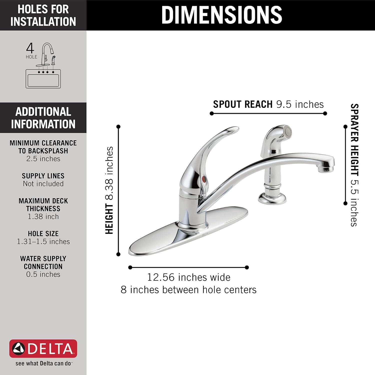 Foundations Single-Handle Kitchen Sink Faucet with Side Sprayer, 4-Hole Kitchen Faucet