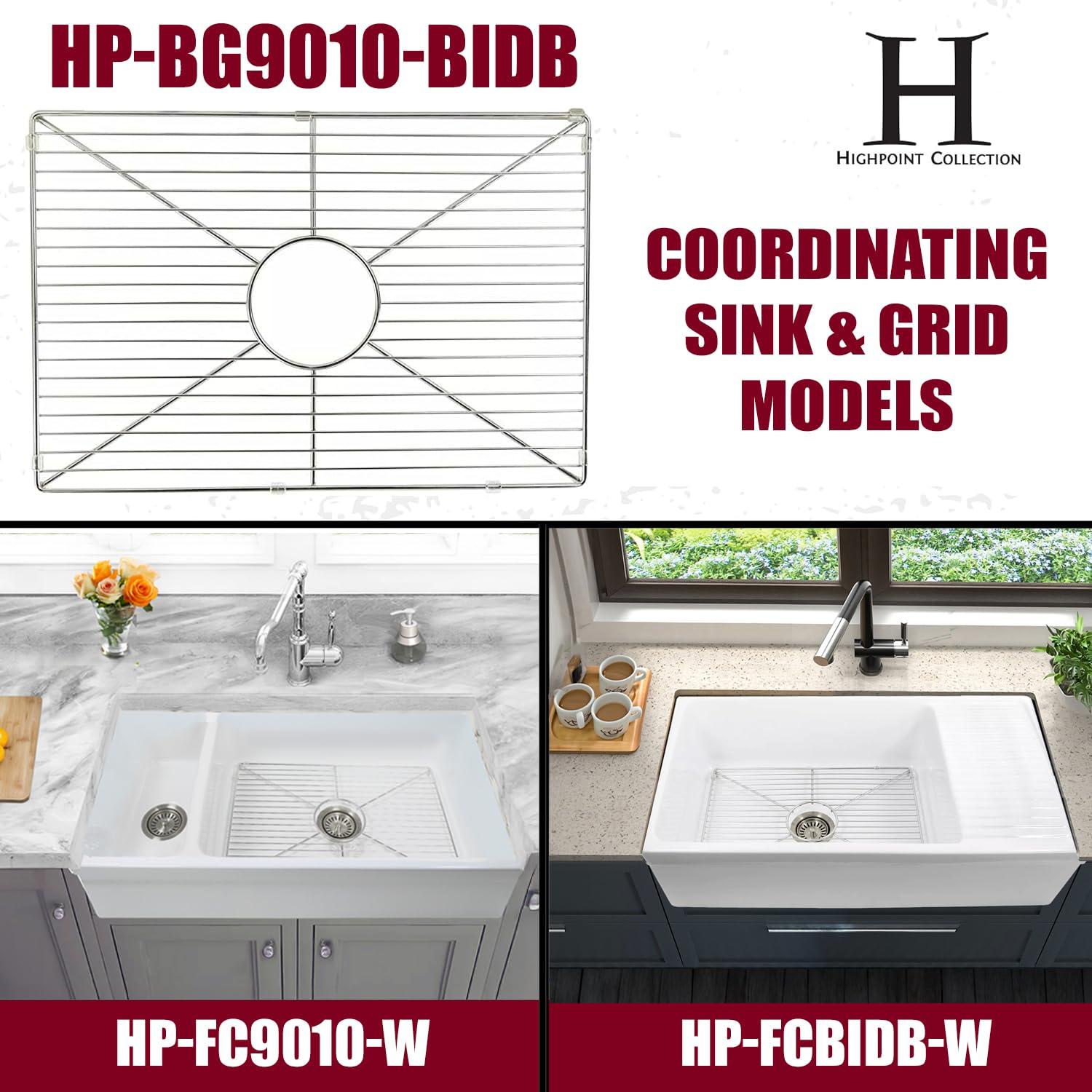 White Farmhouse Sink – 36" Farm Kitchen Sink with Apron, Fireclay, Made in Italy – Double Bowl, Sturdy, Reversible, Undermount, Scratch Resistant, Easy to Clean HP-FC9010-W