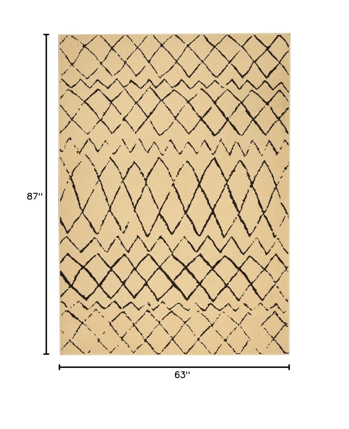 Nourison Grafix Cream Black Area Rug GRF04 5'3"X7'3"