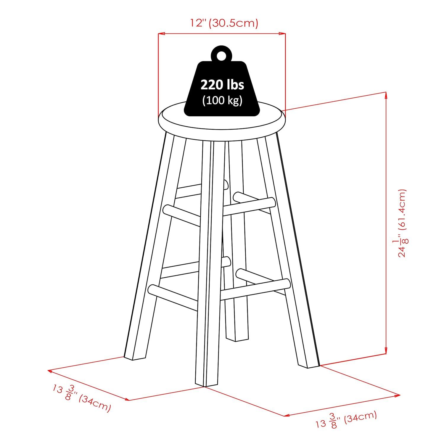 24" Ivy Counter Height Barstool Rustic Teak Brown - Winsome: Solid Wood, No Assembly, 220lb Capacity