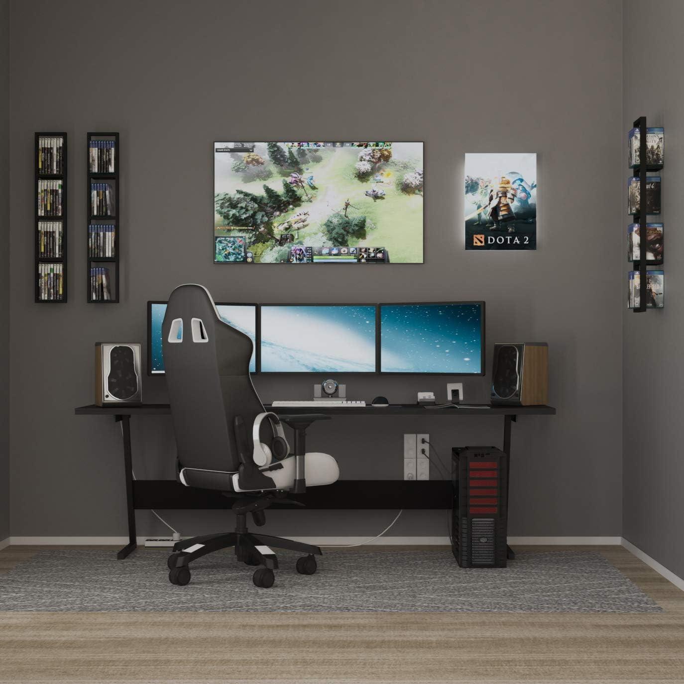 Set of 5 Video Game Rack,Wall Mount CD DVD Storage Shelf, 34 Inch Media Storage Rack Metal Floating Shelf Black,CD Rack