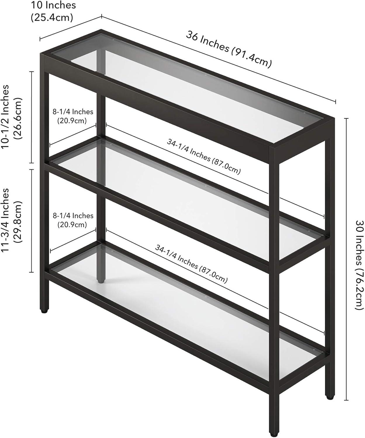 Henn&Hart 36" Blackened Bronze Metal/Glass Console Table