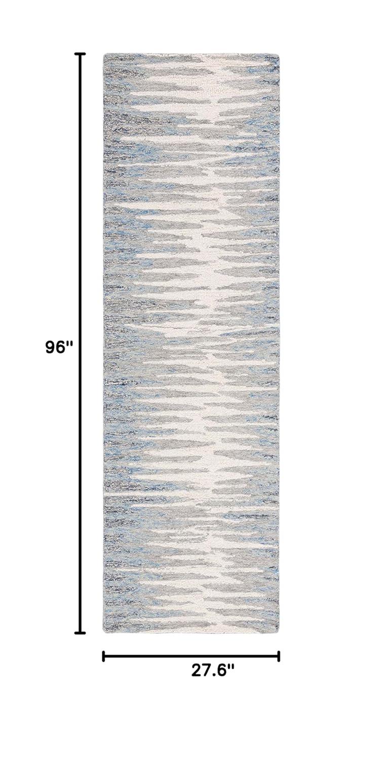Abstract ABT926 Handmade Indoor Runner - Ivory/Dark Blue - 2'-3"x8' - Safavieh