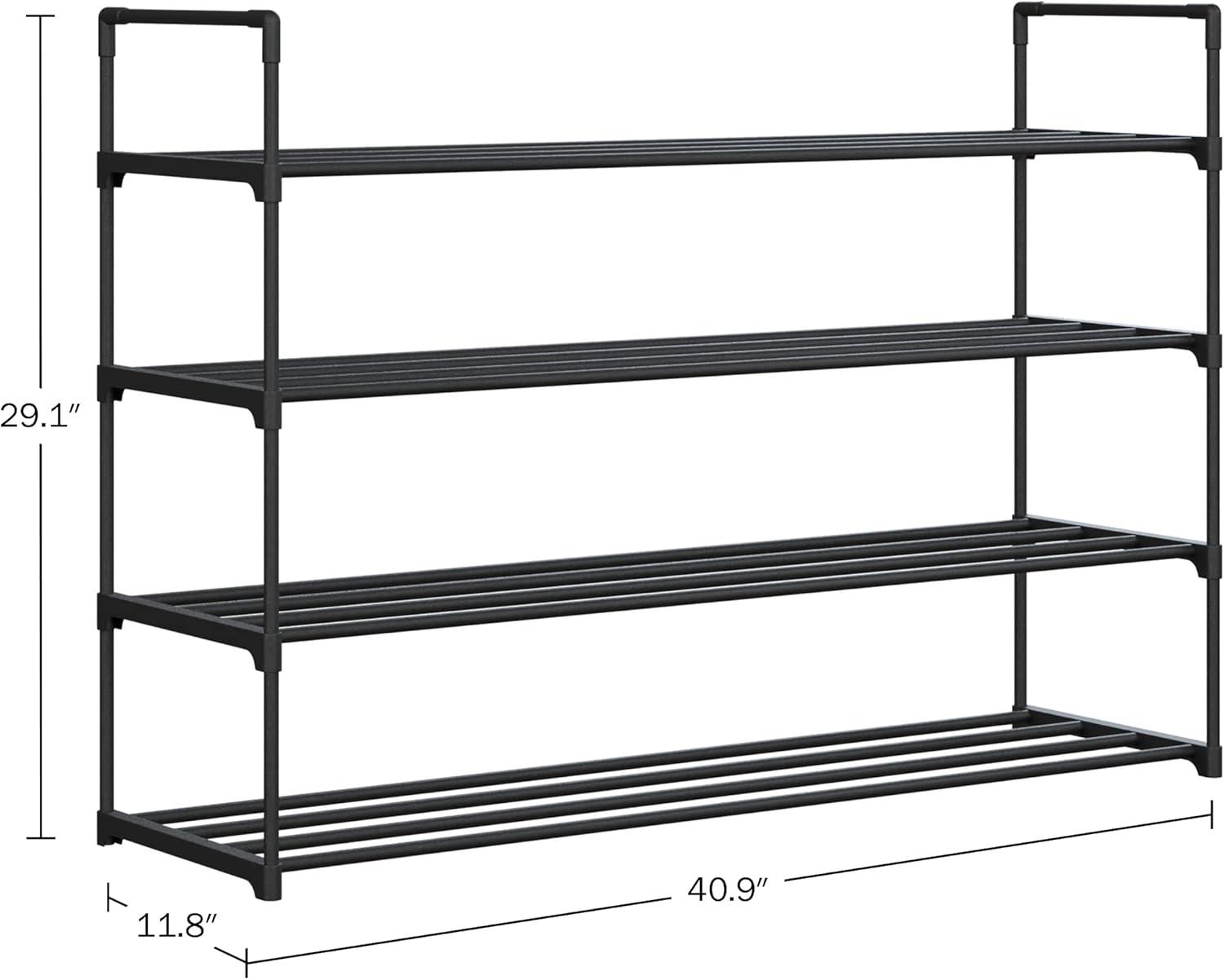 Home-Complete 4-Tier Shoe Rack for 20 Pairs, Black