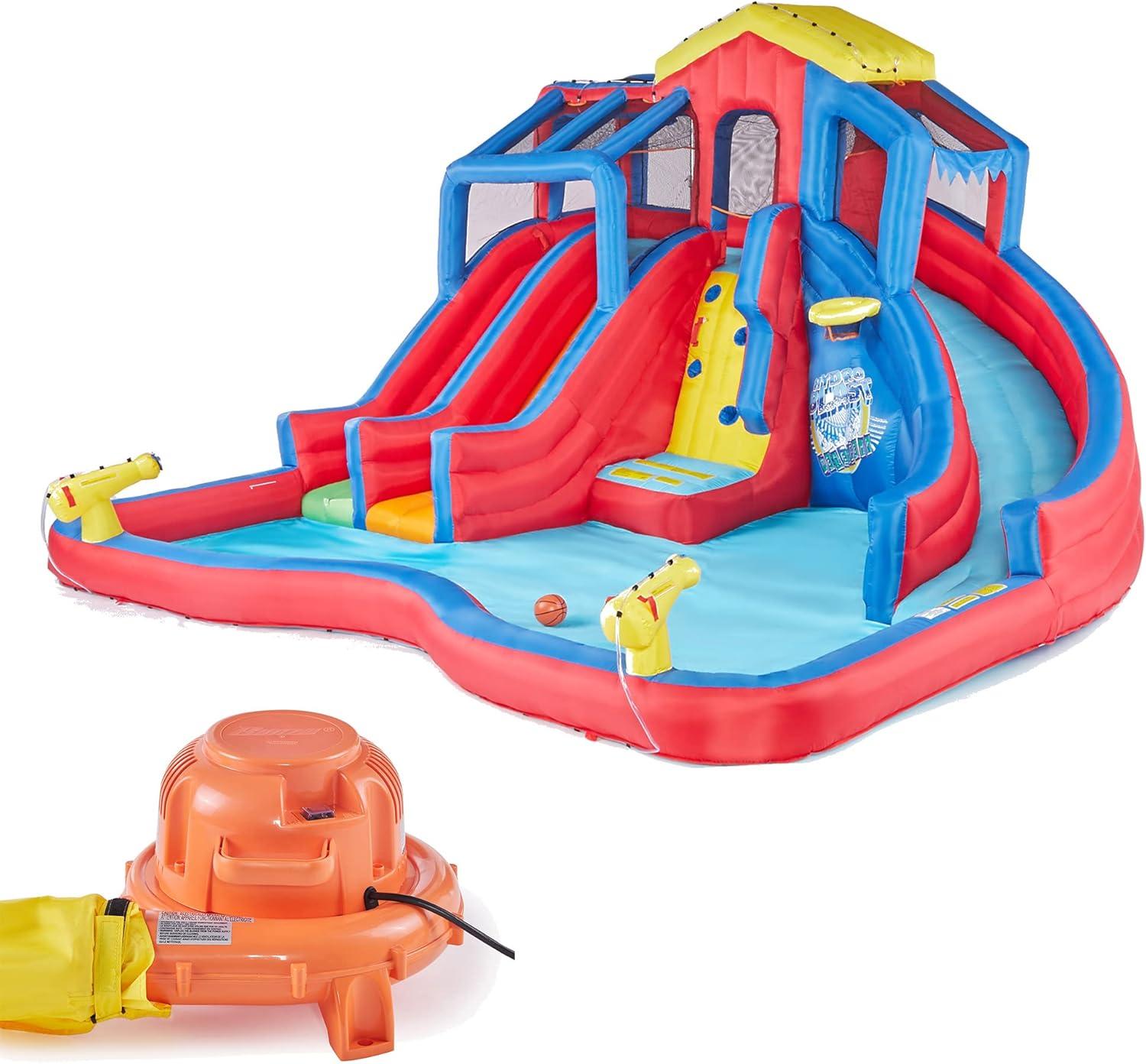 Banzai Banzai Pipeline Twist Kids Inflatable Outdoor Water Pool Aqua Park and Slides