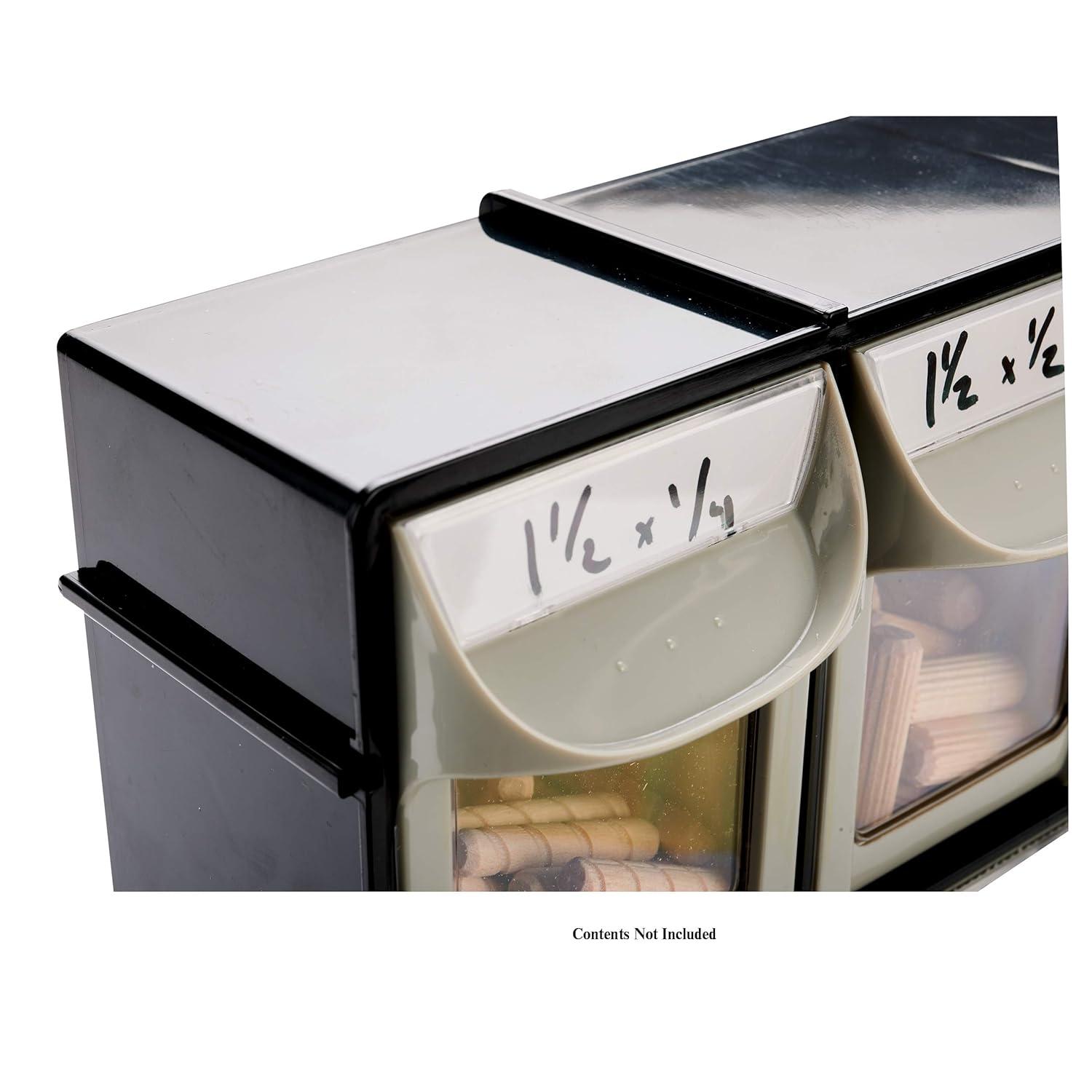 Black and Off-White Stackable Plastic Tilt-Out Bin Storage System