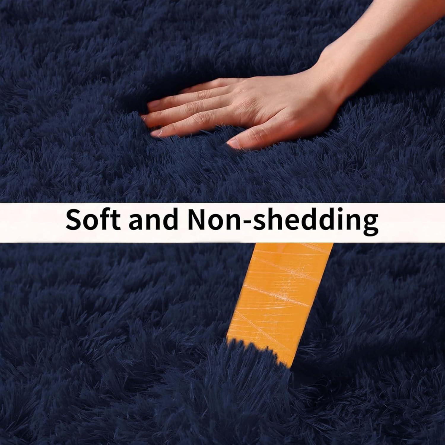 Nuloom Loni Cozy Plush Solid Pet Friendly Premium Machine Washable Shag Area Rug, 3' x 5', Navy