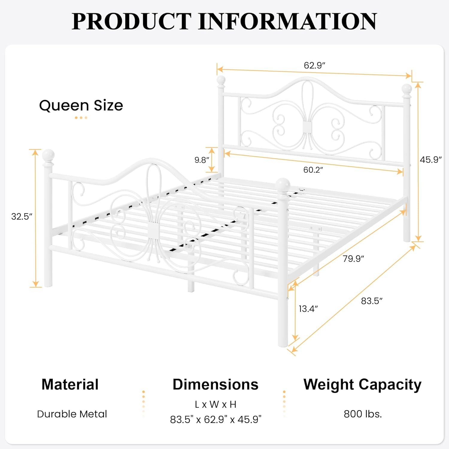 SHA CERLIN Twin Size Bed Frame for Kids,Metal Bed Frame with Butterfly Pattern Design Headboard & Footboard,No Box Spring Needed,Easy Assembly,White