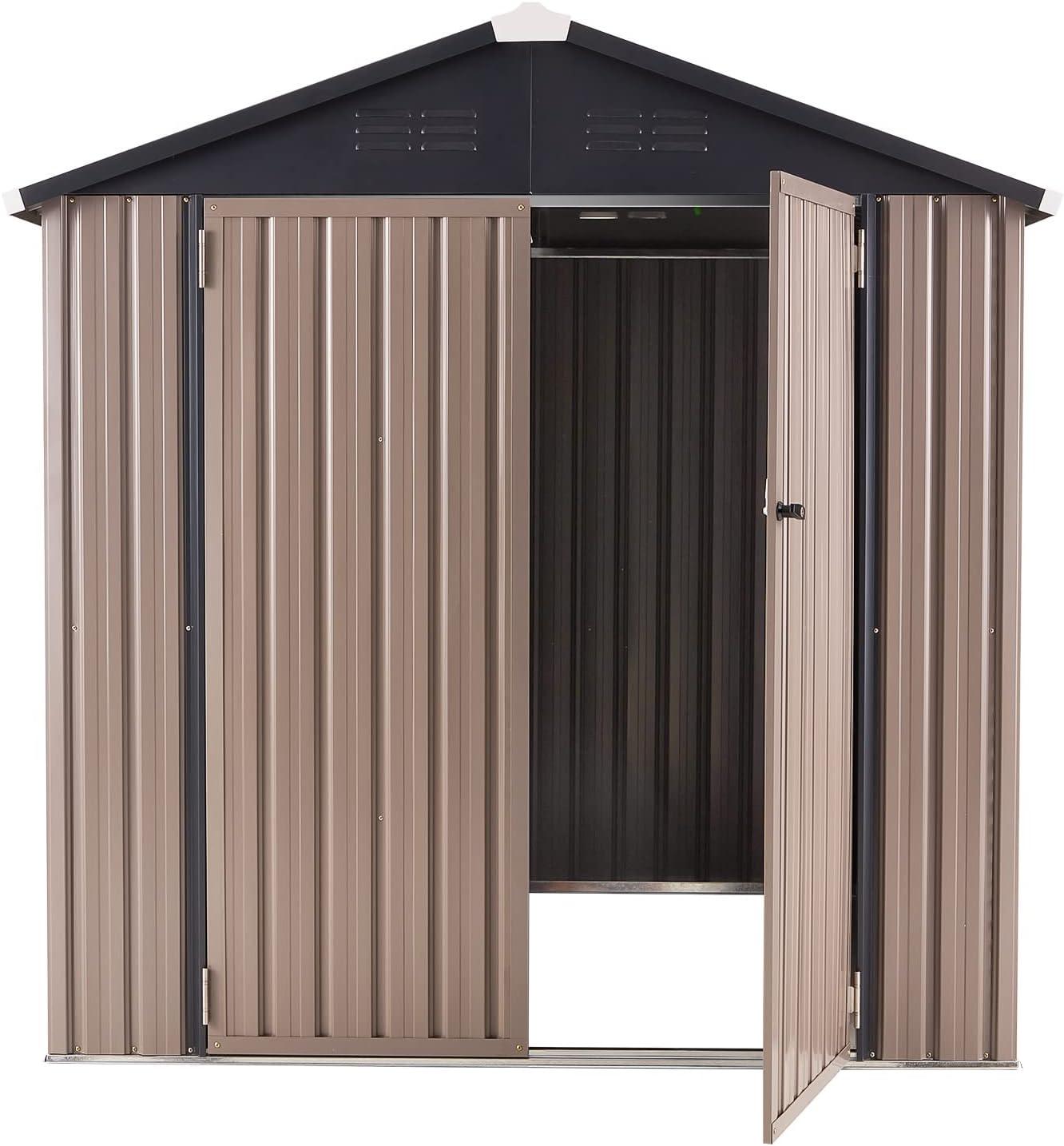 AECOJOY 6' x 6' Outdoor Storage Shed, Metal Shed with Lockable Doors, Utility and Tool Storage for Garden, Backyard, Patio, Outside use