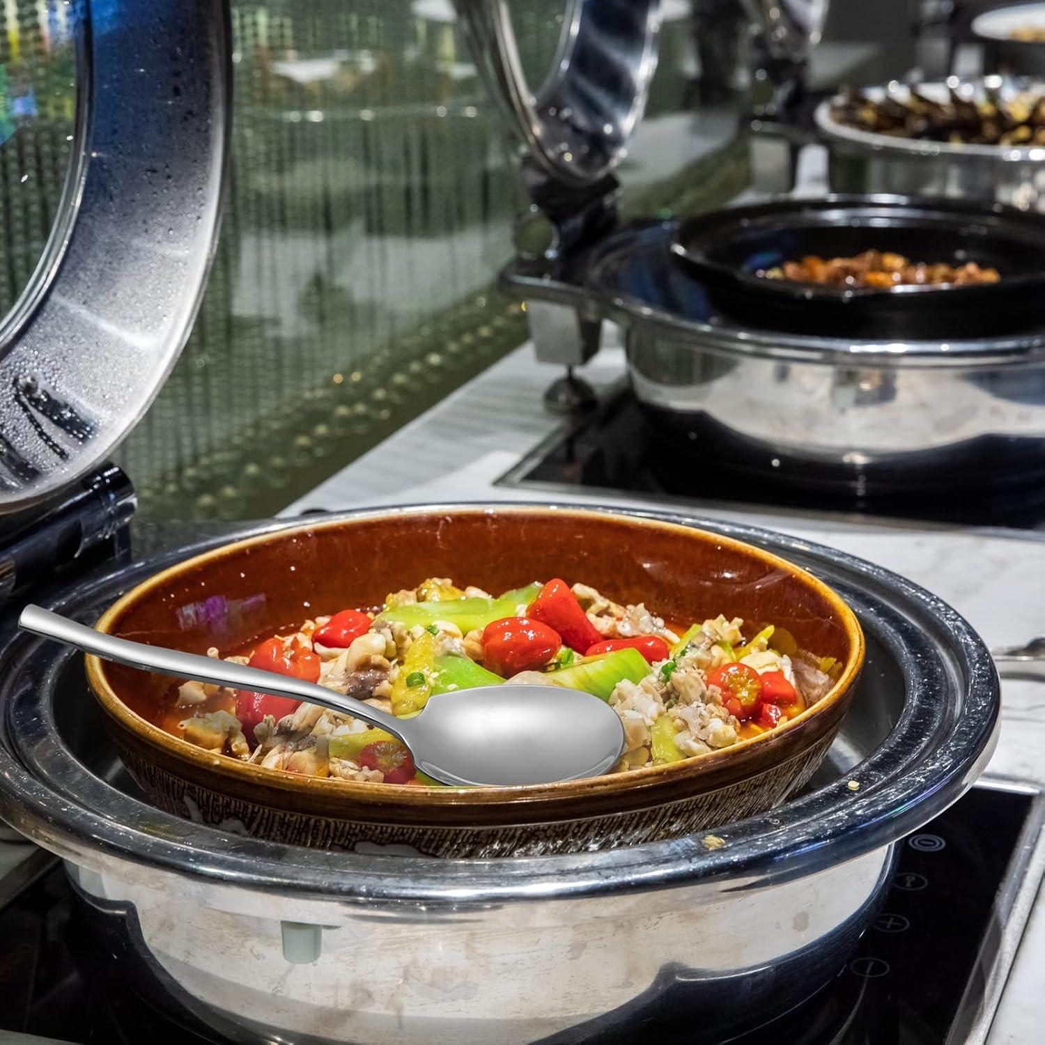 6 Pieces Stainless Steel Serving Spoon, Large Buffet Serving Spoon Set