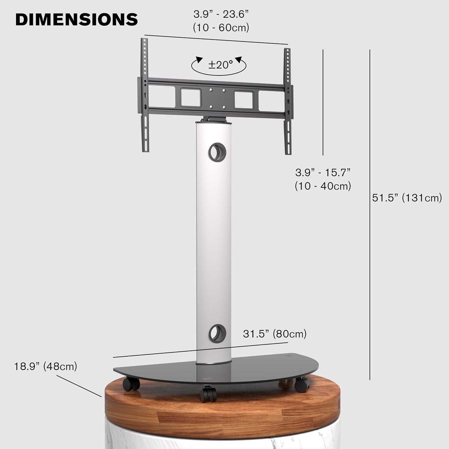 Promounts Mobile TV Cart with Swivel Mount for TVs 32" - 72" Up to 88 lbs