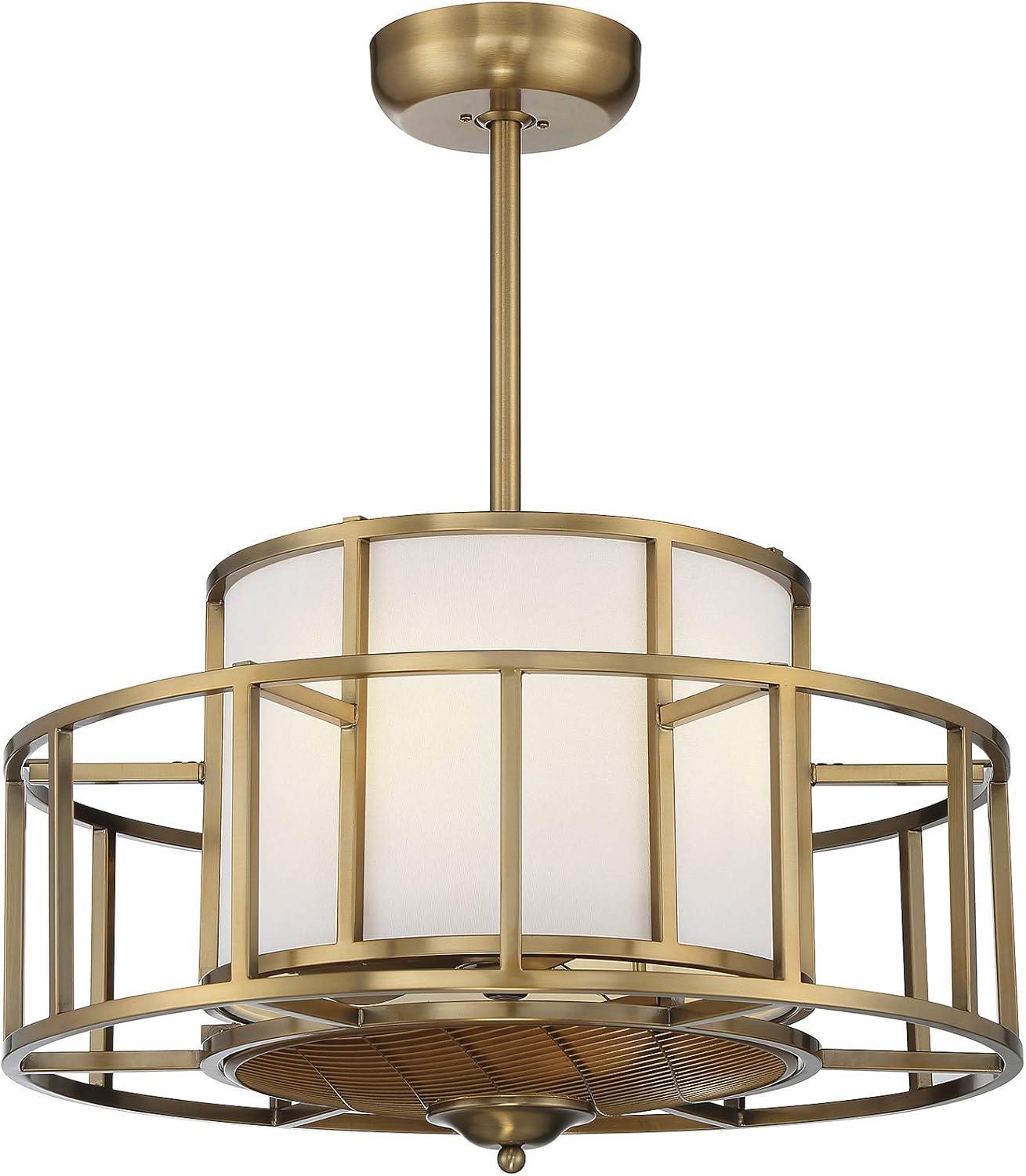 Warm Brass Four Light Fan D'Lier from the Oslo Collection