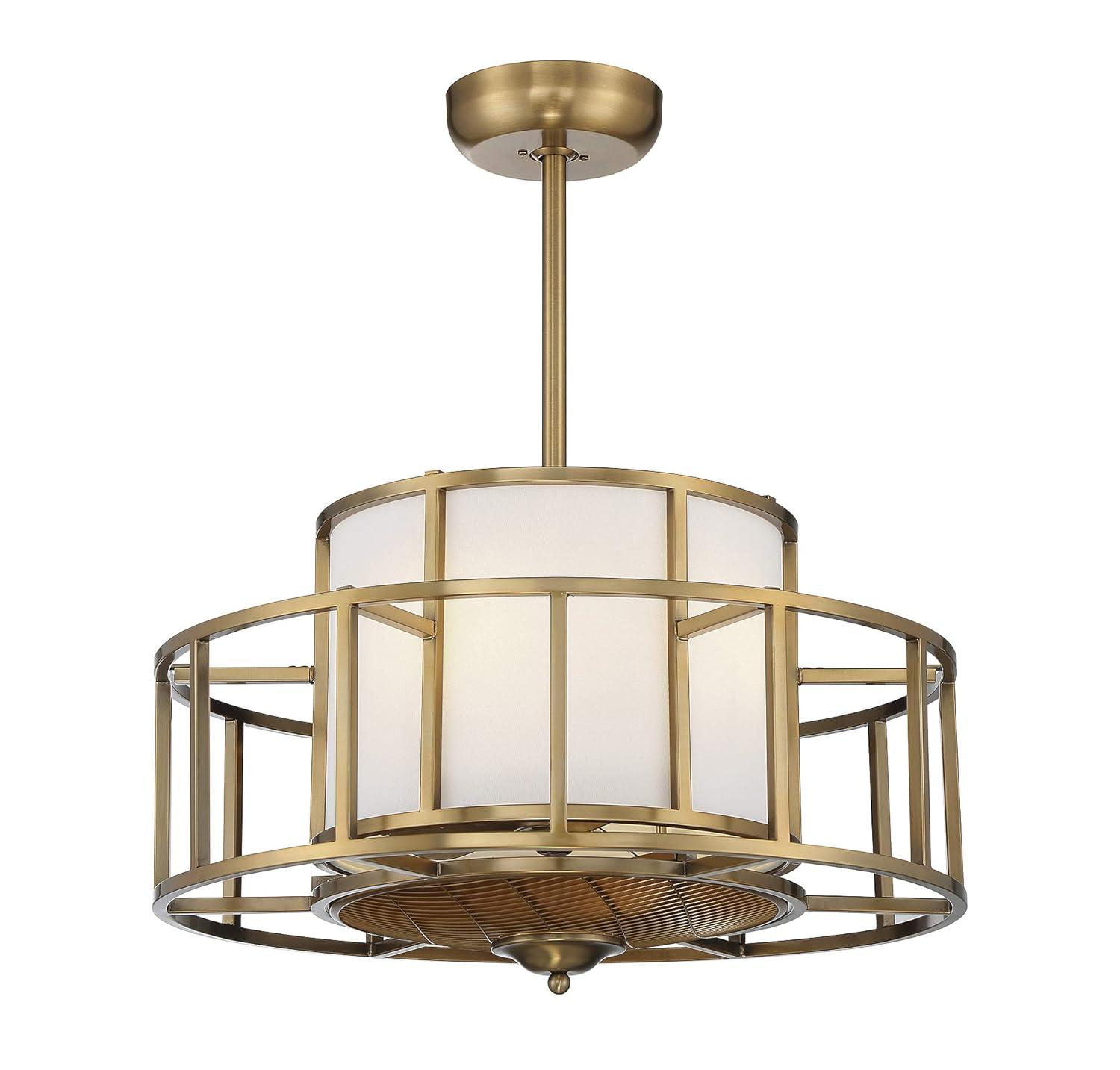 Warm Brass Four Light Fan D'Lier from the Oslo Collection