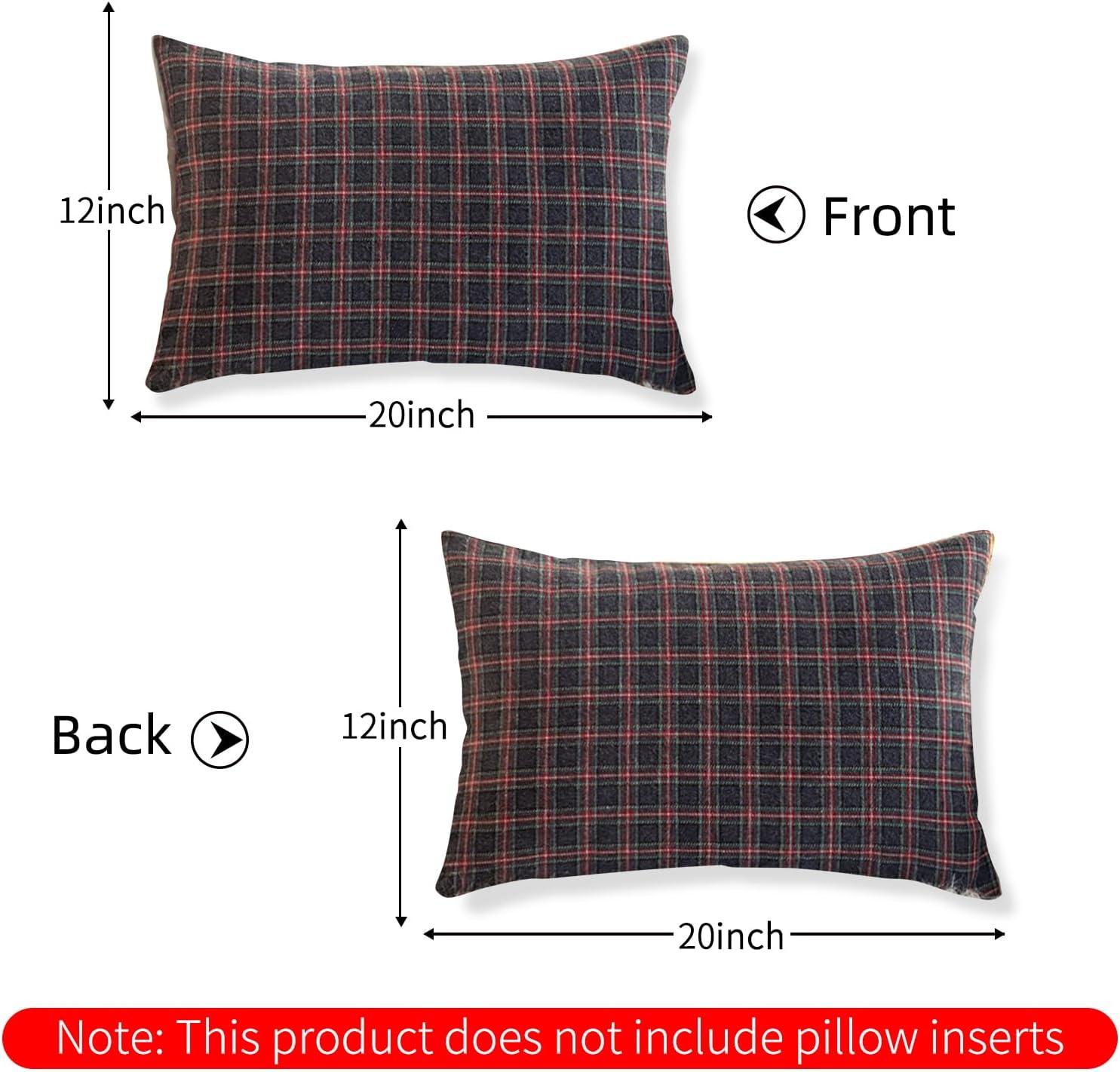 Red and Beige Tartan Plaid Snowflake 18" Polyester Euro Pillow Covers