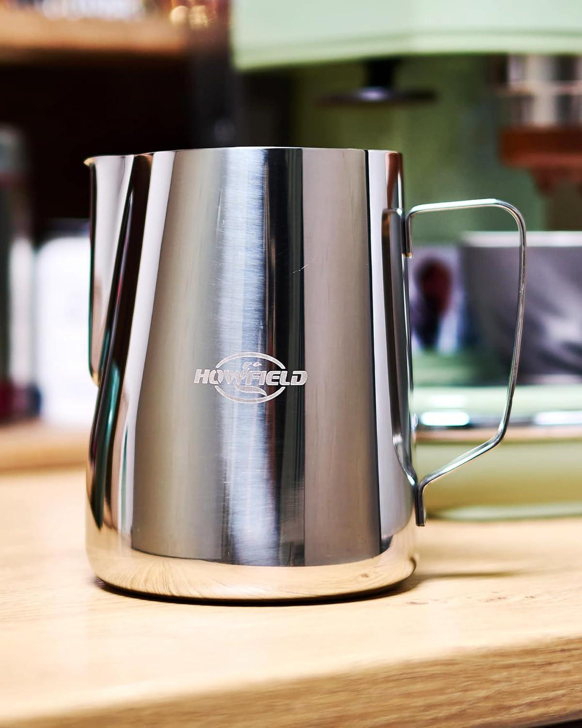 12oz (350ml) Milk Frothing Pitcher 304 Stainless Steel Steaming Jug with Latte Art Pen Anti-Scald Handle & Scale Barista Frother Cup for Cappuccino, Latte, Coffee Accessories