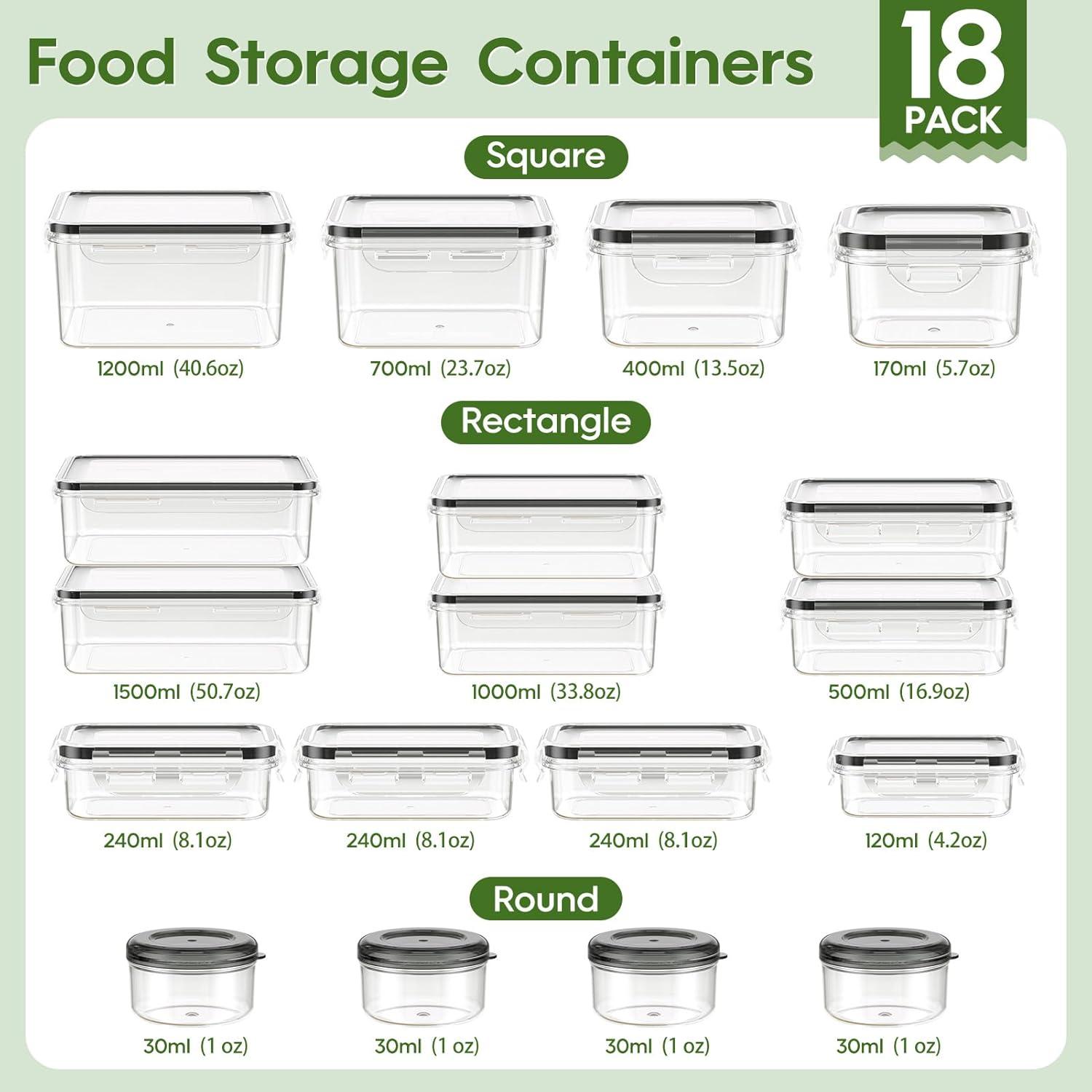 36-Piece BPA-Free Plastic Food Storage Container Set with Lids