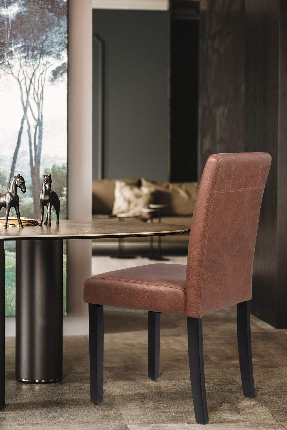 JUMMICO Dining Chair PU Leather Living Room Chairs Modern Kitchen Armless Side Chair with Solid Wood Legs Set of 4(Grey)