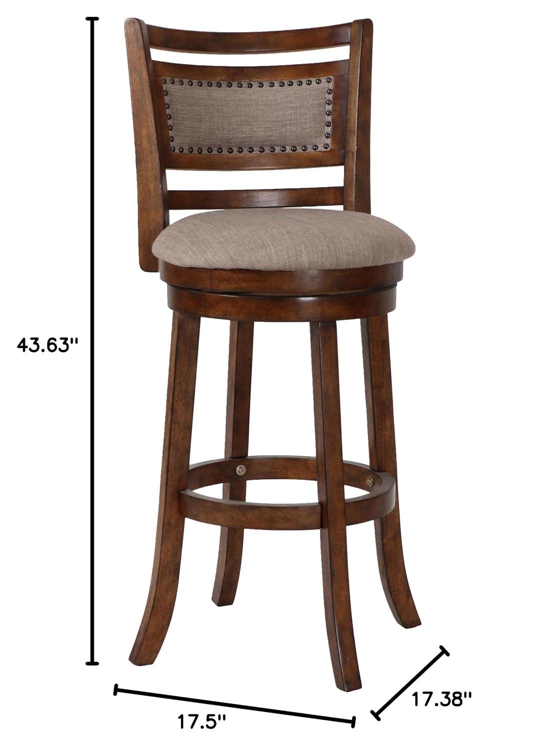 New Classic Furniture, Aberdeen Brown Solid Wood Swivel Bar Stool (Set of 2), Brown