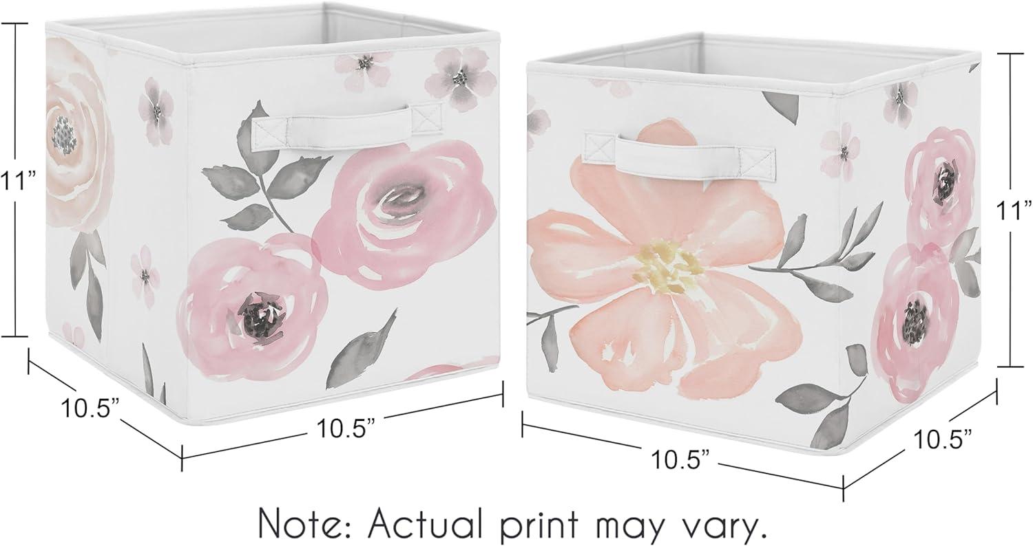 Watercolor Floral Fabric Storage Bin (Set of 2)