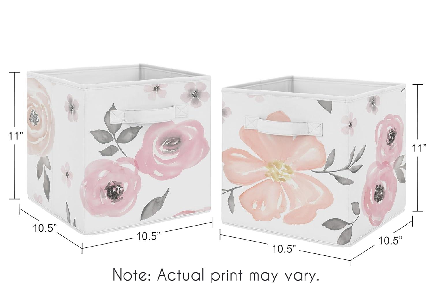 Watercolor Floral Fabric Storage Bin (Set of 2)