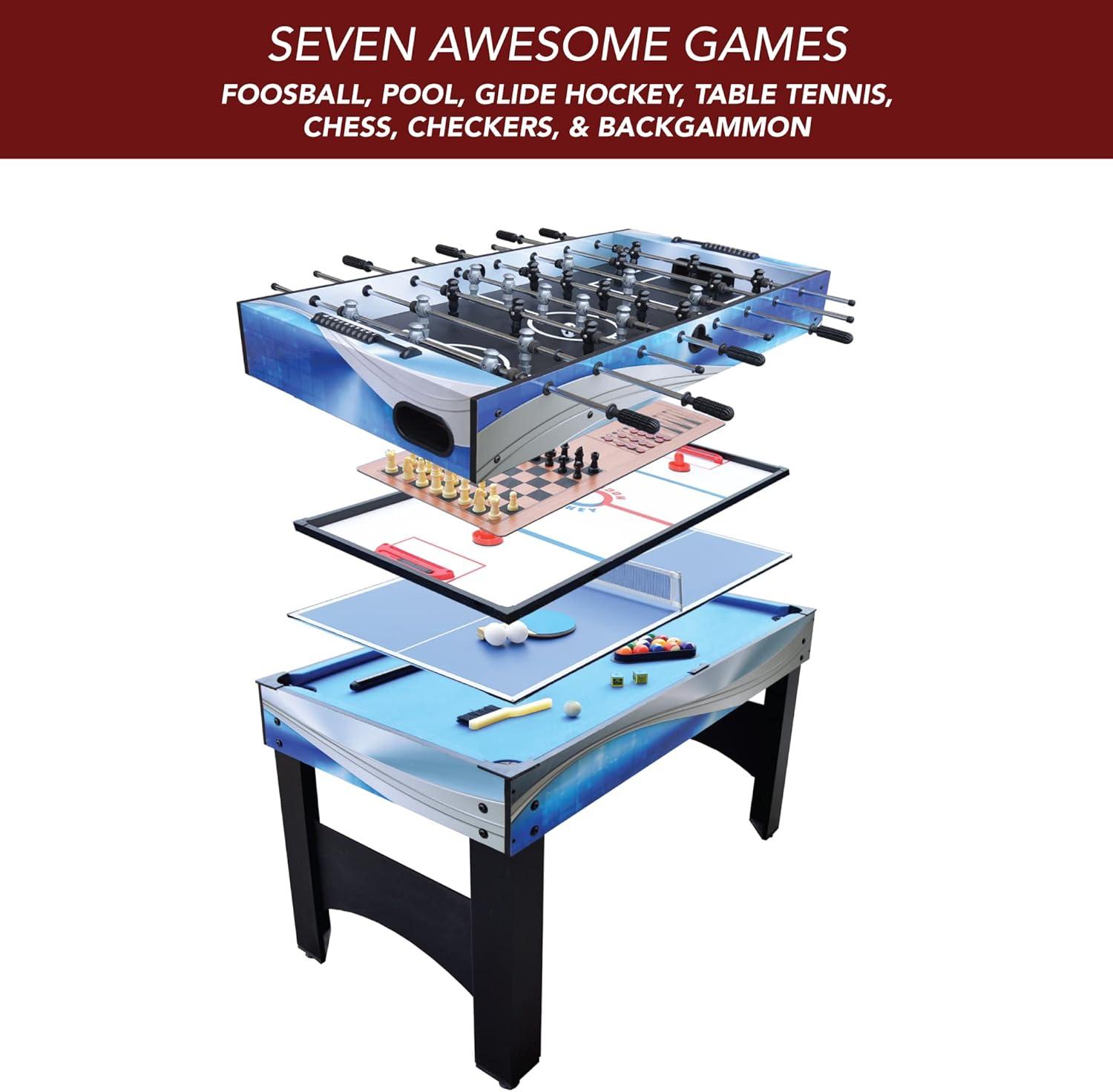 Hathaway Matrix 7-in-1 Multi-Game Table with Foosball, Pool, Tennis, 54-in