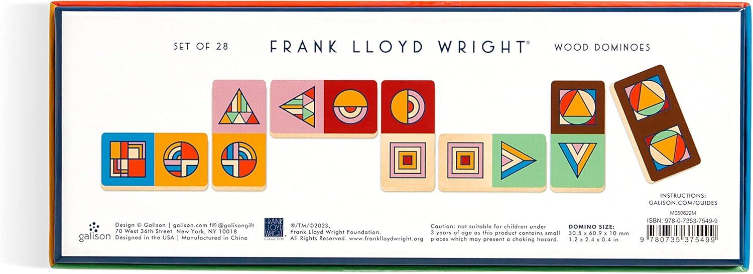 Frank Lloyd Wright Colorful Geometric Wood Domino Set