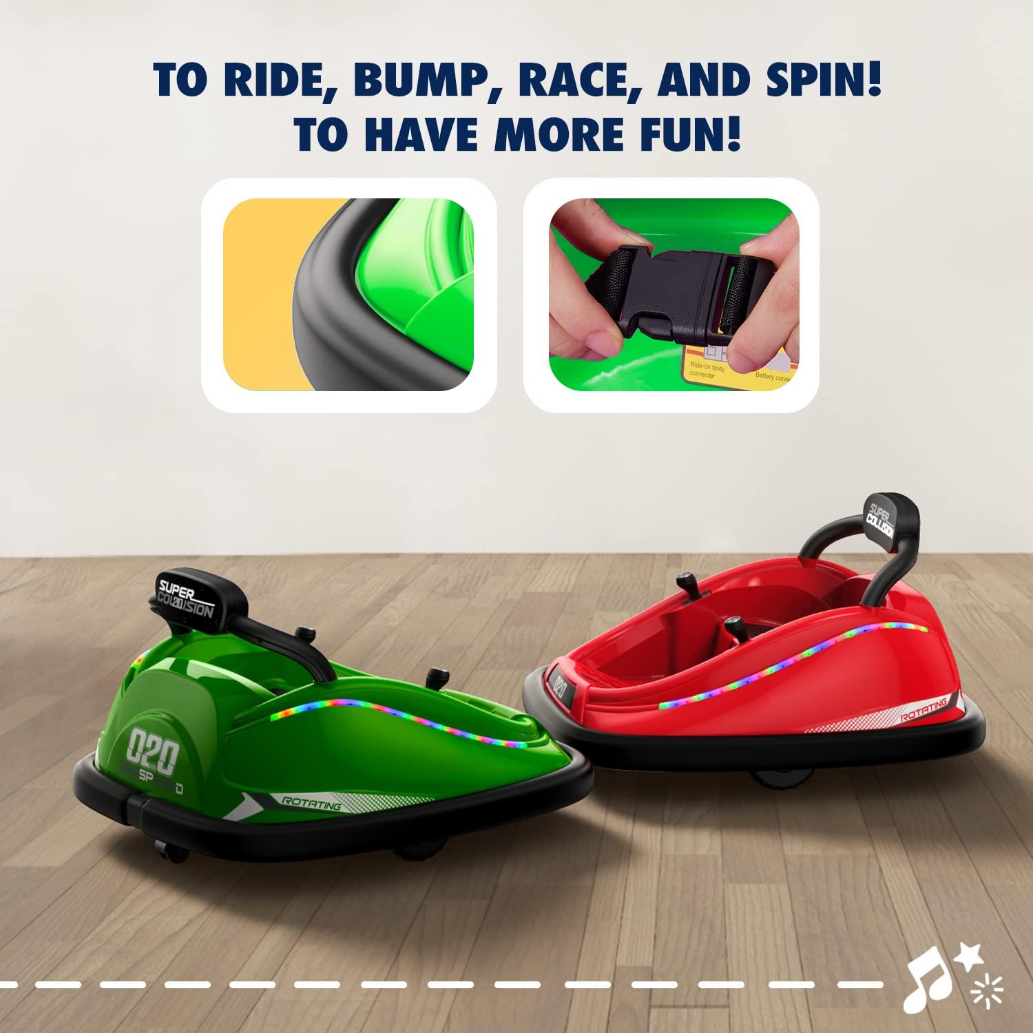 Bumper Car, 12V Electric Kids-Bumper Car Ride Toys with Remote and Music Function, Perfect Kids Gifts Baby for Toddlers 1-6 for Birthday