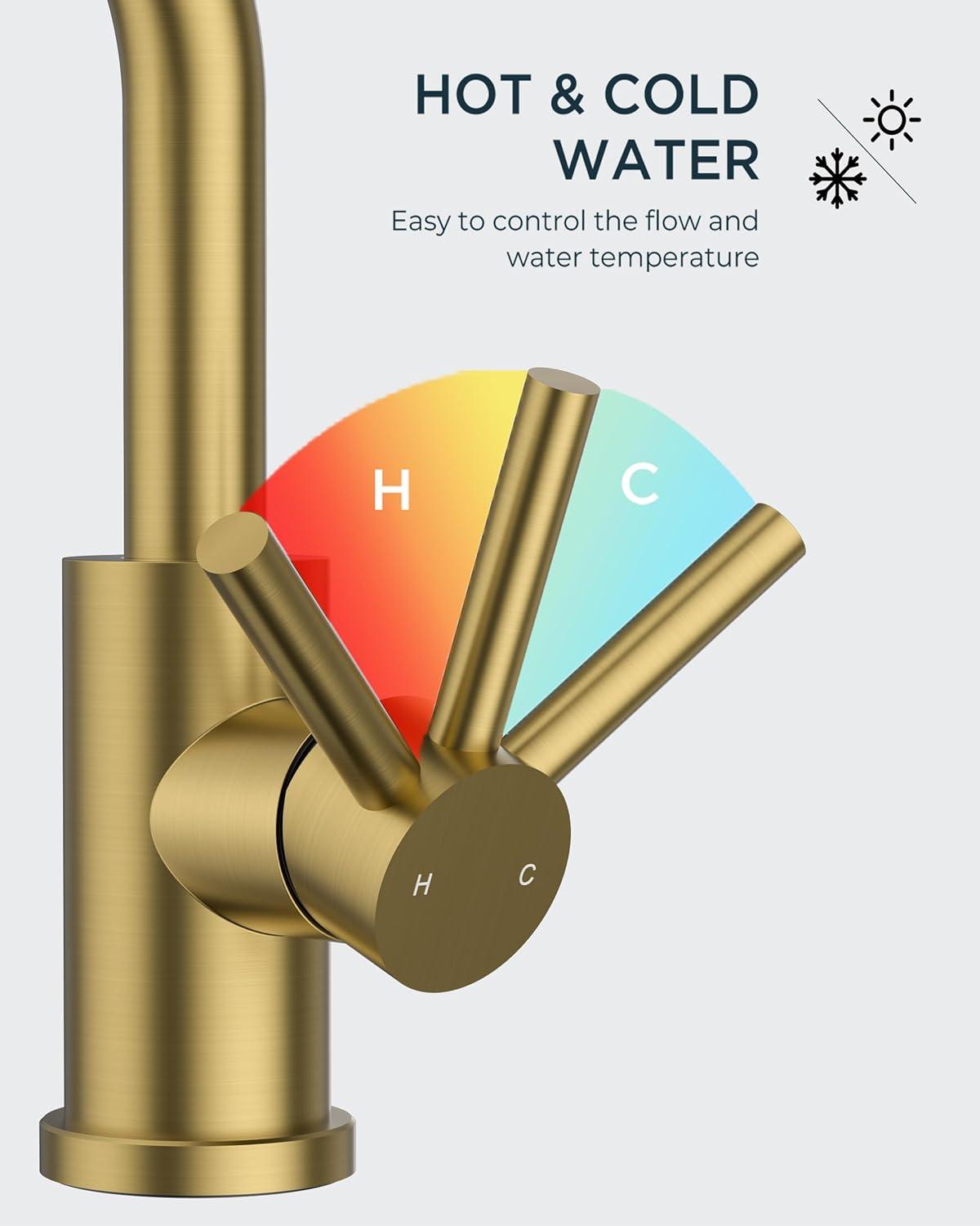 Single Handle Stainless Steel Bar Faucet With Supply Lines And Deckplate